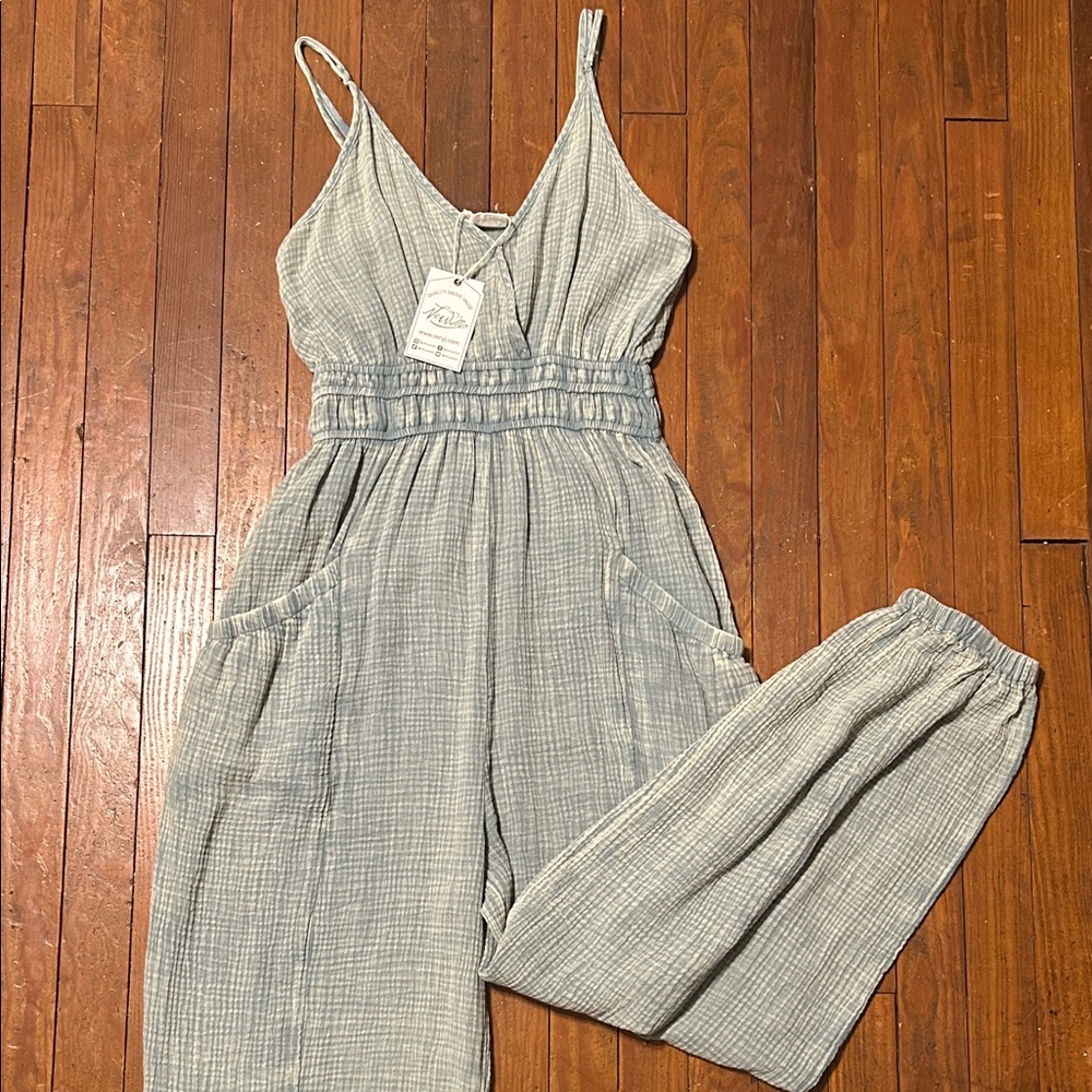 NWT Light Blue Textured Jumpsuit